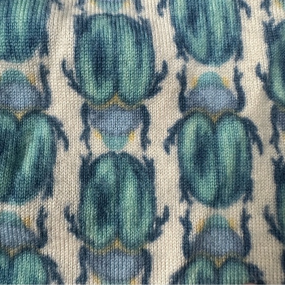 Tory Burch Beetle Scarab Bugs Merino Wool Cardigan Sz Small - Picture 5 of 13